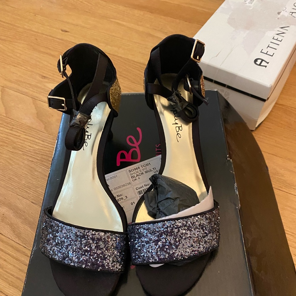 Simply be brand sparkling saddles- gold, silver and black sparkles. Nwot